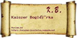 Kaiszer Boglárka névjegykártya